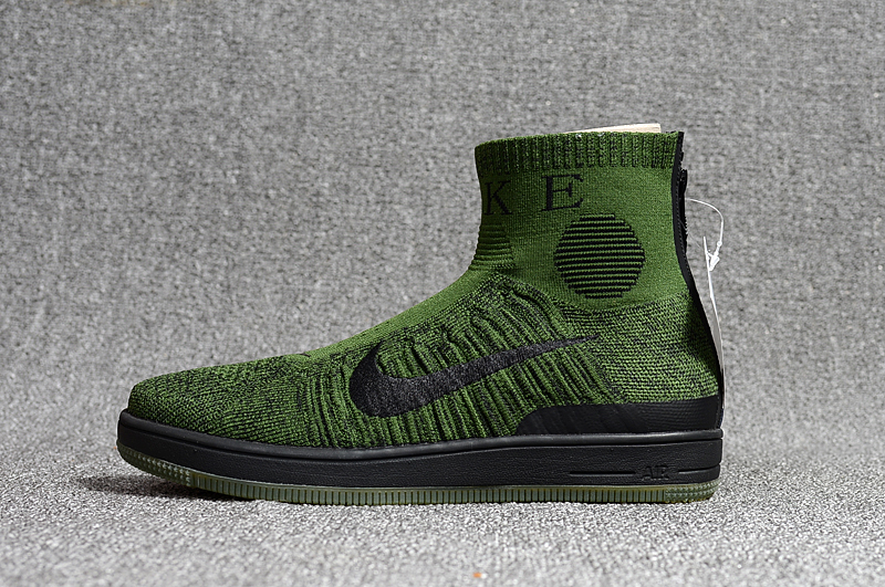 Nike Air Force 1 Mid Knit Zip Green Black Shoes